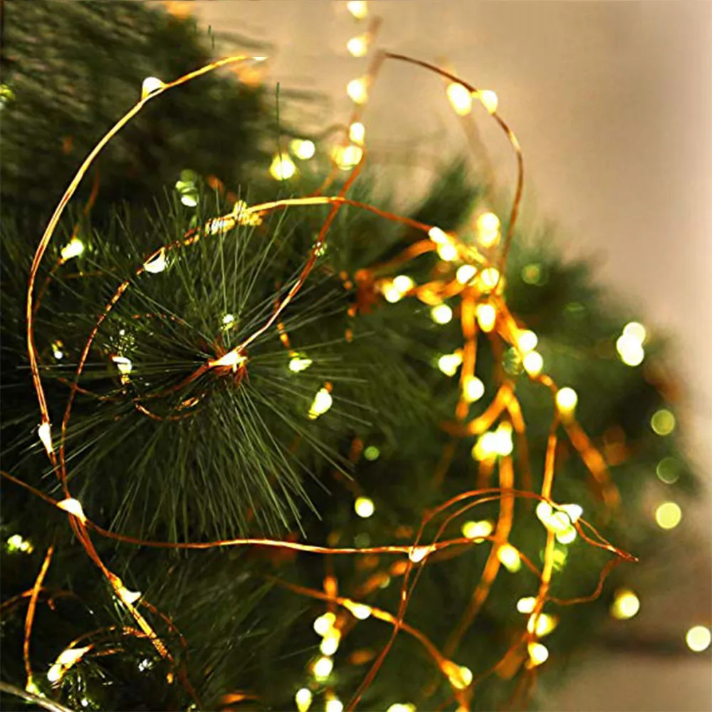 

10M 100 LED Solar Copper Wire Christmas Tree Led String Fairy Light Xmas Party Home Wedding Garden Garland Christmas Decorations