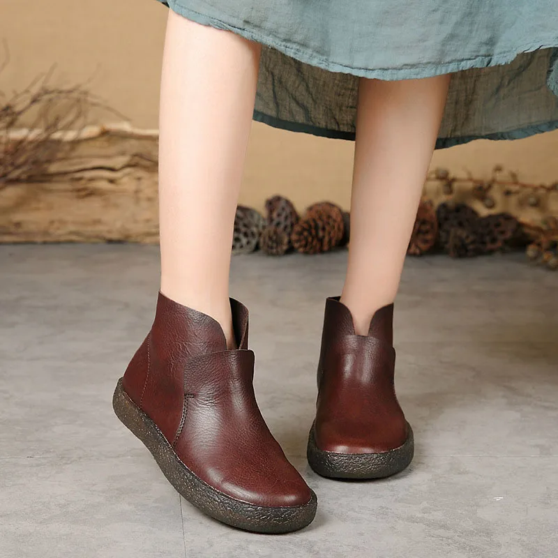 

Autumn and winter new retro casual handmade wedge leather boots women's original thick-soled women's boots