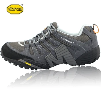 

Vibram Outdoor Sport Hiking Shoes Men Gray Mesh For Male Durable Mountain Anti-Slip Non-slip Genuine Leather Climbing Sneakers