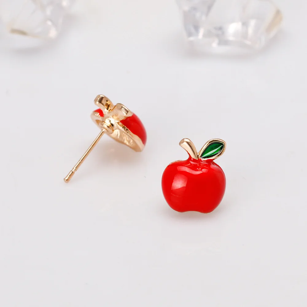 2018 Fashion Enamel Necklace And Earrings Sets For Women Christmas Eve Red Apple Gold Pendant Necklace Christmas Jewelry Gift  (14)