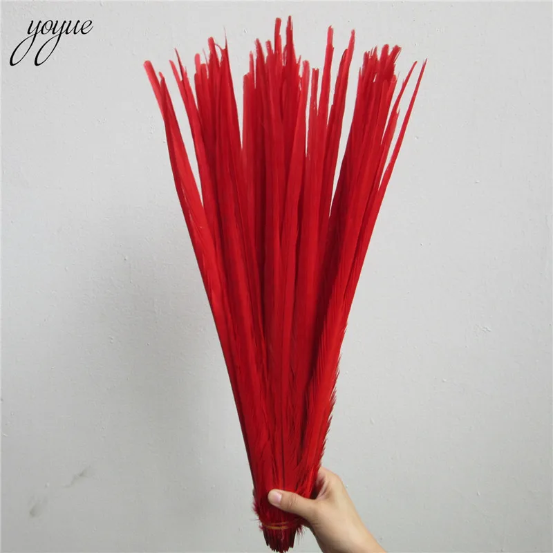 YOYUE 100 шт. красные натуральные листья из хвоста фазана 16-18 дюймов 40-45 см высокое