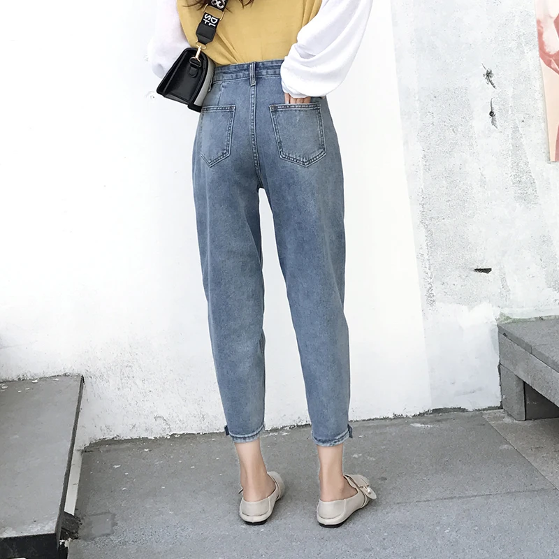 New Arrived Spring Boyfriend Jeans Women High Waist Loose Mom Jeans Lady Casual Harem Pants Plus Size