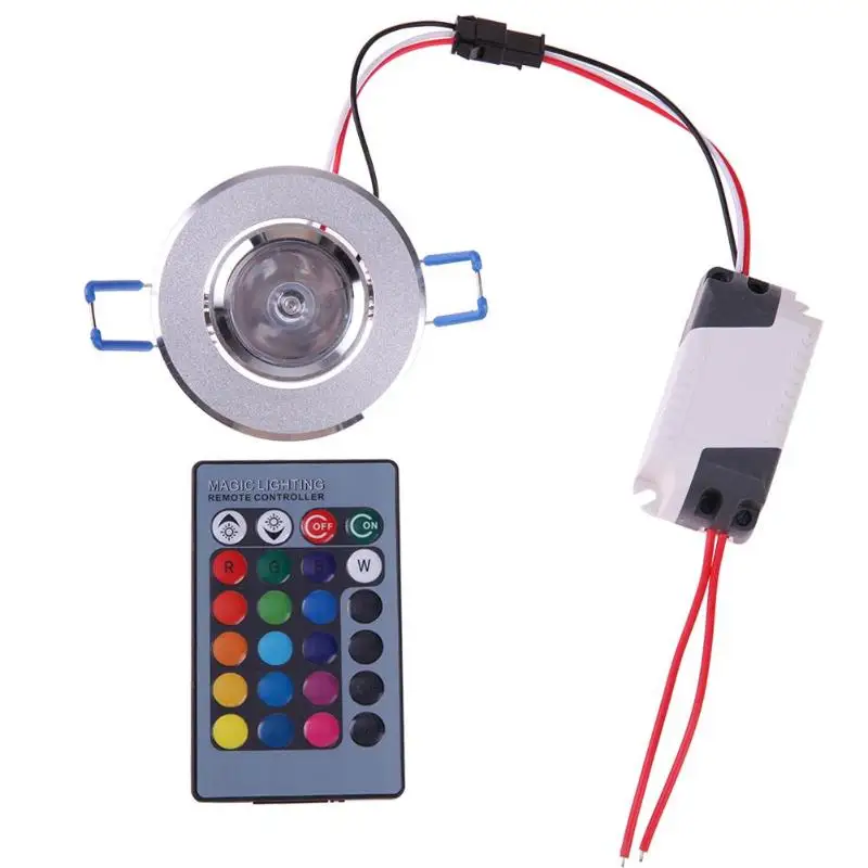 

Colorful 3W RGB Downlight AC85-265V Ceiling Spot Light Round Decoration Home Store Ceiling Recessed Spotlight w/ Remote Control