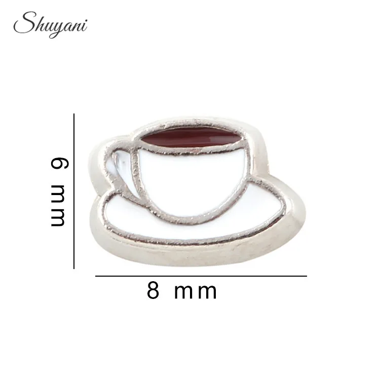 

20pcs/lot Wholeslae Zinc Alloy Charms Enamel Coffee Cup Floating Locket Charm fit Floating Living Memory Locket