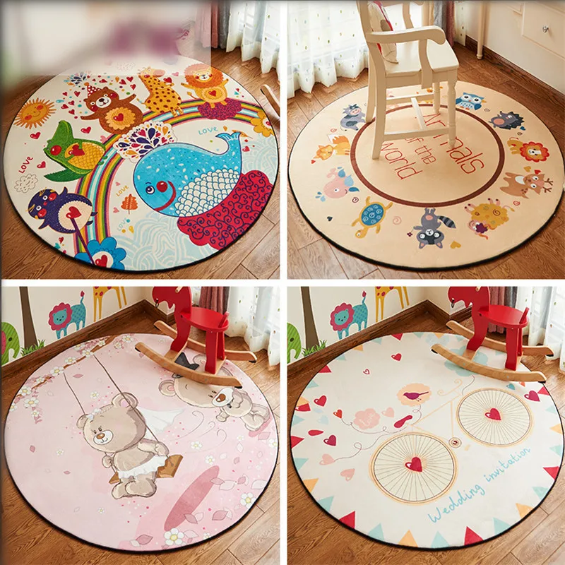Developing Mat 120cm Snow Velvet Cartoon Children's Rug Nordic Style Baby Carpet for Children's Room Decoration Puzzle Comida