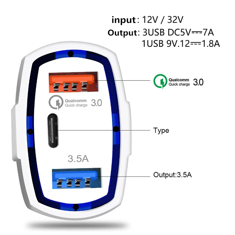 Быстрая зарядка 3,0 автомобиль Зарядное устройство 5V 3.5A QC3.0 турбо быстрой зарядки автомобиля-Зарядное устройство для автомобиля с двумя портами USB для мобильного телефона Зарядное устройство для huawei Xiaomi 8