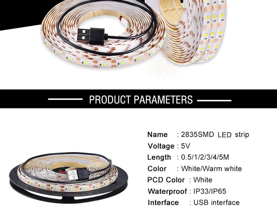 USB LED Strip lamp 2835SMD DC5V Flexible LED light Tape Ribbon 1M 2M 3M 4M 5M HDTV TV Desktop Screen Background Bias lighting (2)