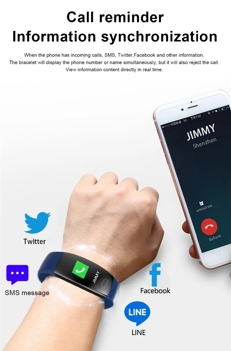 F64 HR умный Браслет F64HR Smartband водонепроницаемый монитор сна фитнес-браслет умные часы будильник для iOS Android