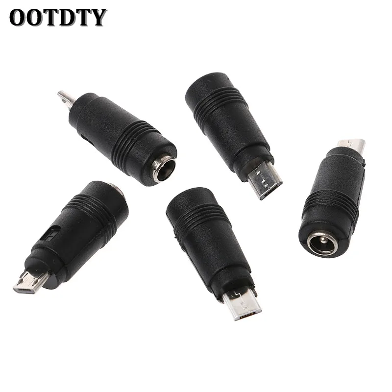 

OOTDTY 5 Pcs 5.5x2.1mm Female Jack to Micro USB Male Plug DC Power Connector Adapter