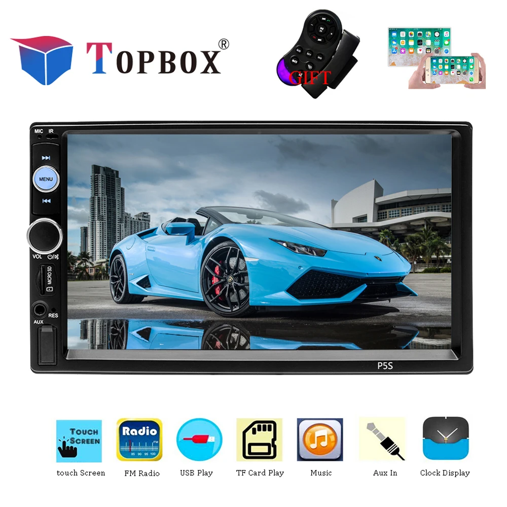 

Topbox 2 Din Car Multimedia Player 2Din Car Radio 7" HD Touch Screen Autoradio FM AUX Audio Stereo ISO/Android Mirror Link P5S