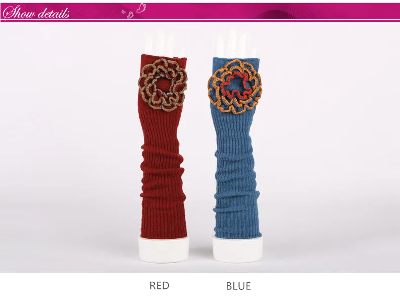 Equtife 2017 Зима Утепленная одежда шерсть Прихватки для мангала для Для женщин длинные перчатки трикотажные с текстурными цветочные новый