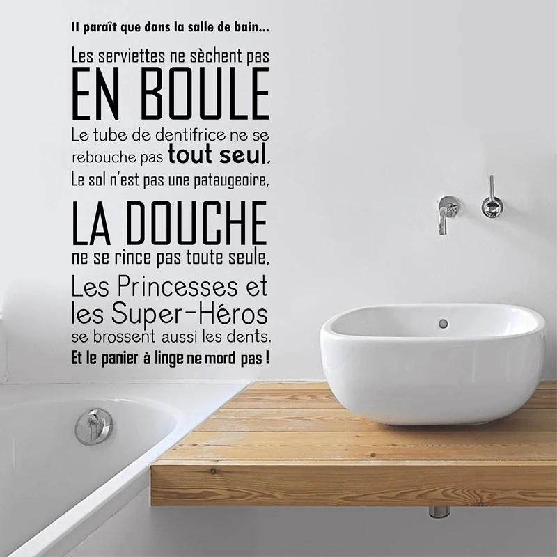 Sticker mural en vinyle pour Salle de bain citations françaises