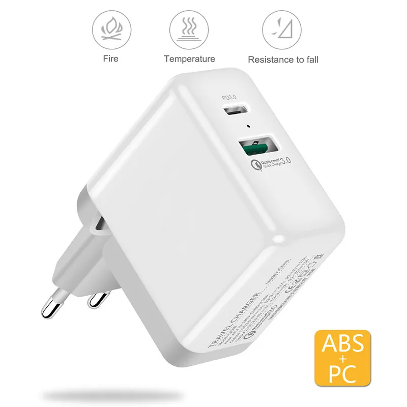 EYON 2 Ports 36W QC3.0+USB-C PD Fast Charger Type-C Travel Wall Quick Charger 3.0 For iPhone X 8 8 Plus SAMSUNG S9 S8+ Note 8 (16)