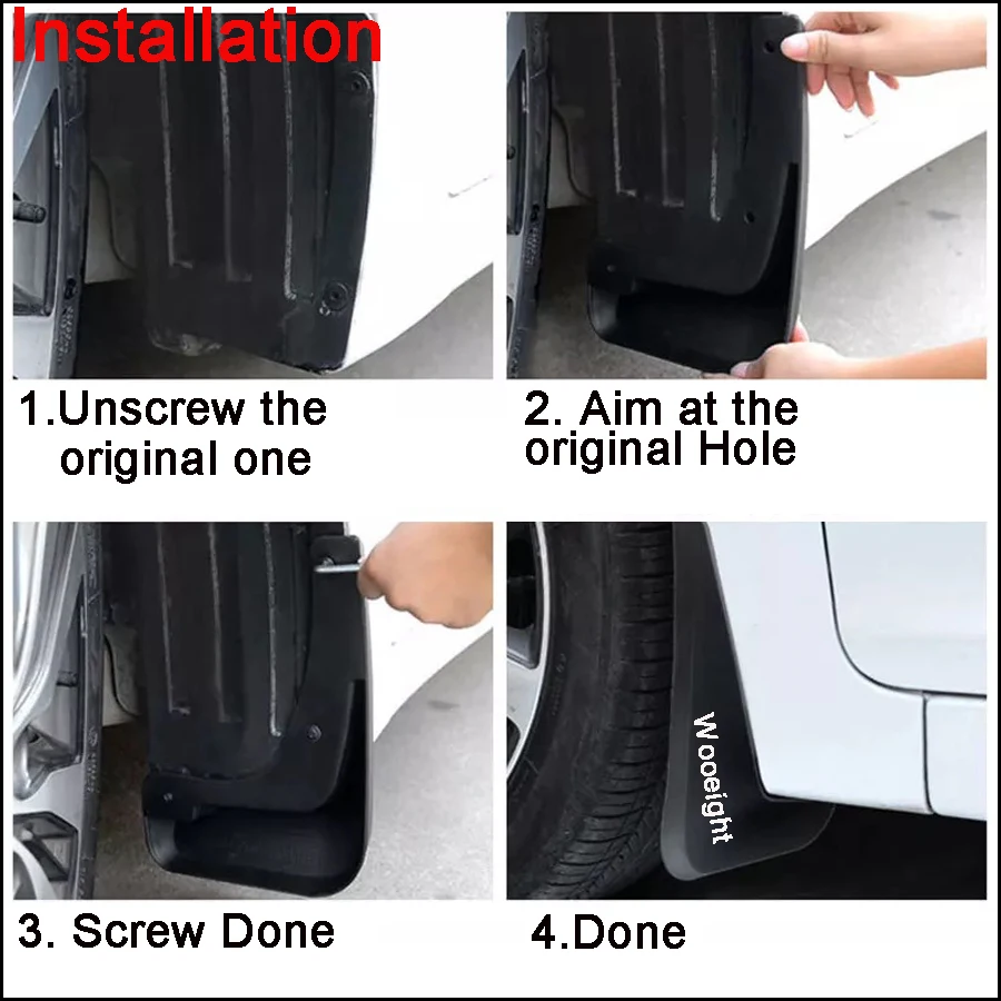 Car Accessories 4Pcs Black Car Front Rear Fender Flares Mud Flaps Mudguards Splash Guards Kit For VW Passat B5 2011-2017 (4)