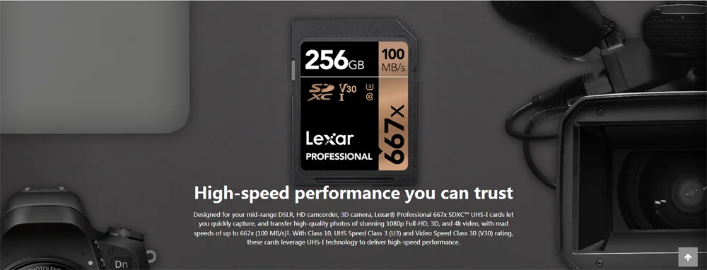 Lexar professional SD карты 667X Max100MB/s 64 Гб 128 ГБ 256 C10 U3 4 K SDXC карты памяти sd флэш-карты UHS-I sd-карта для Камера