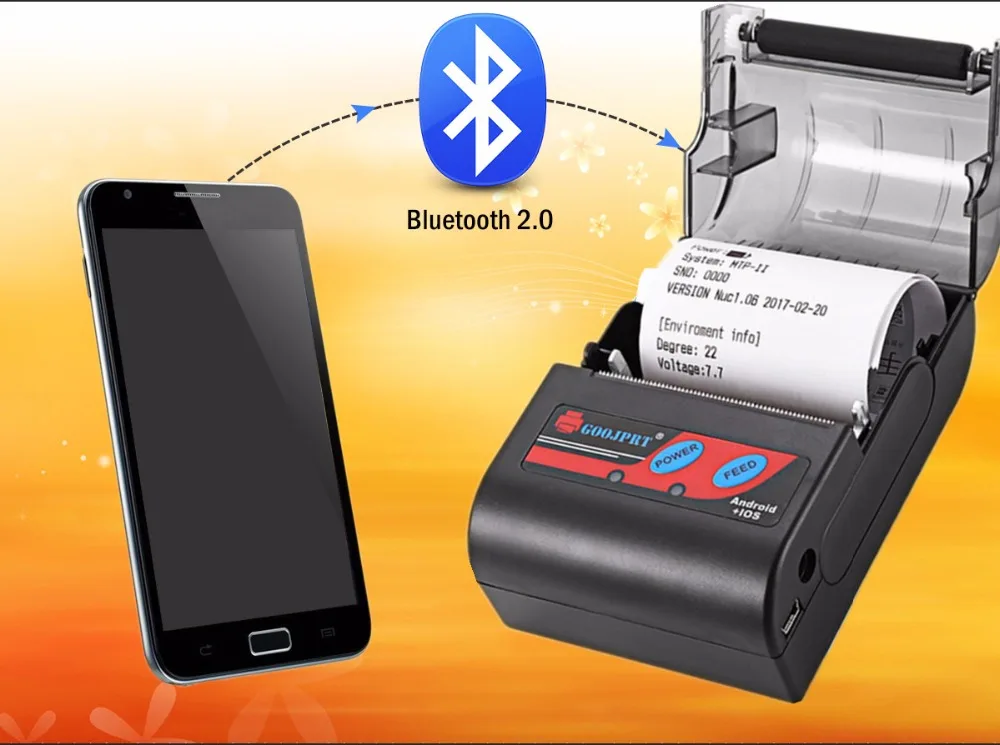 2 дюймов Android Bluetooth Беспроводной мобильного 58 мм Мини Термальность чековый принтер Портативный с SDK