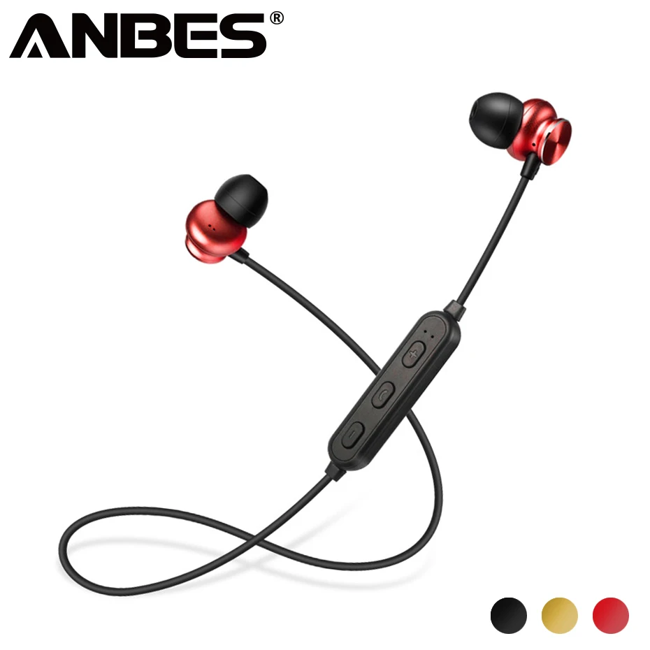 

ANBES S2A wireless bluetooth magnetic attraction headphone earphone waterproof stereo bass headset with Mic for all smart phones