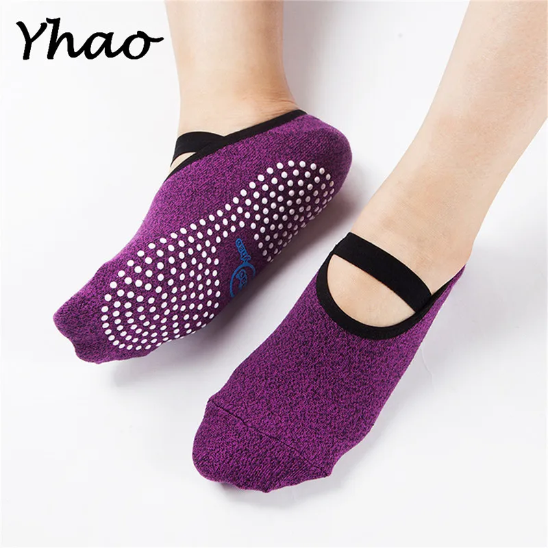 Yhao Antislip Yoga Ankle Grip Cotton Pilates Socks Seamless Toe Women Bandage Breathe Freely
