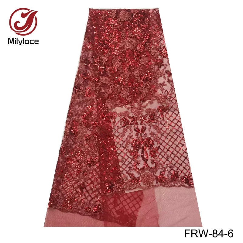 High quality sequins lace fabric embroidery dubai mesh lace fabric 5
