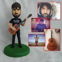 Кукла из полимерной глины пользовательский гитарный плеер миниатюрный Жених и невеста свадебный торт Топпер с собакой пластик с днем рождения торт Топпер