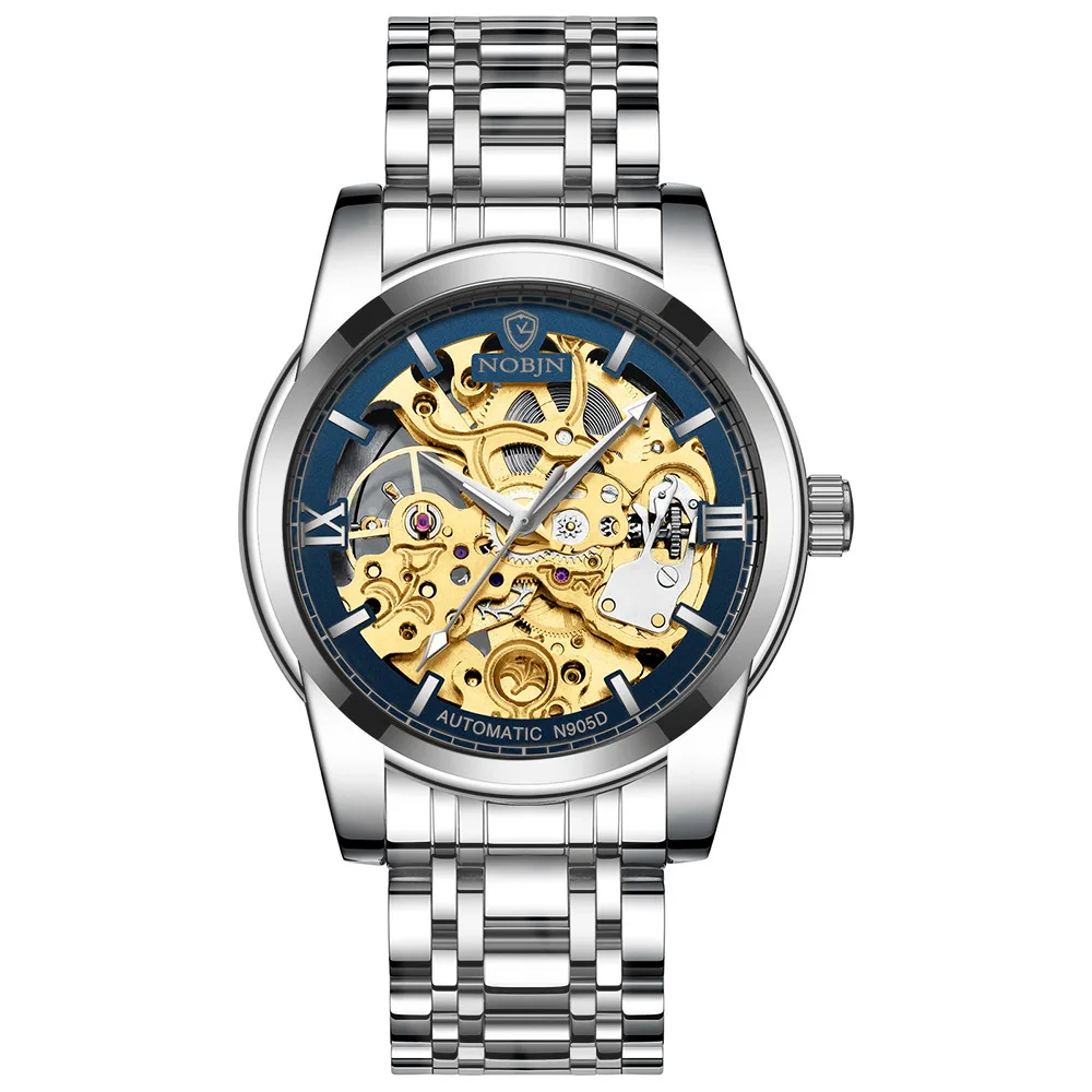 Watches Mens 2019 NOBJN N905D Mechanical Watch Hollow Skeleton Watch Waterproof Luminous Hands Automatic Watch Men Gold Hour (16)