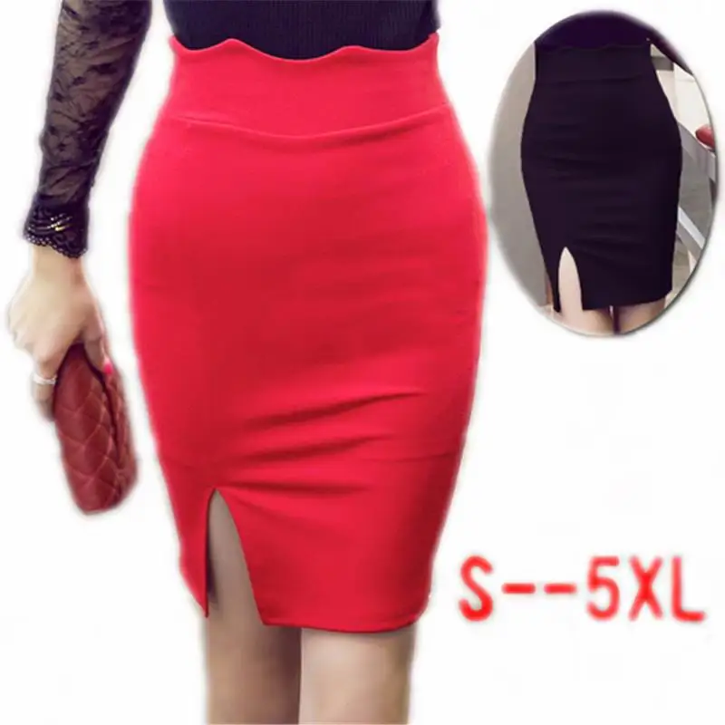 Spring Summer Women's Pencil Skirts Womens Elastic Slit Short Skirt ...