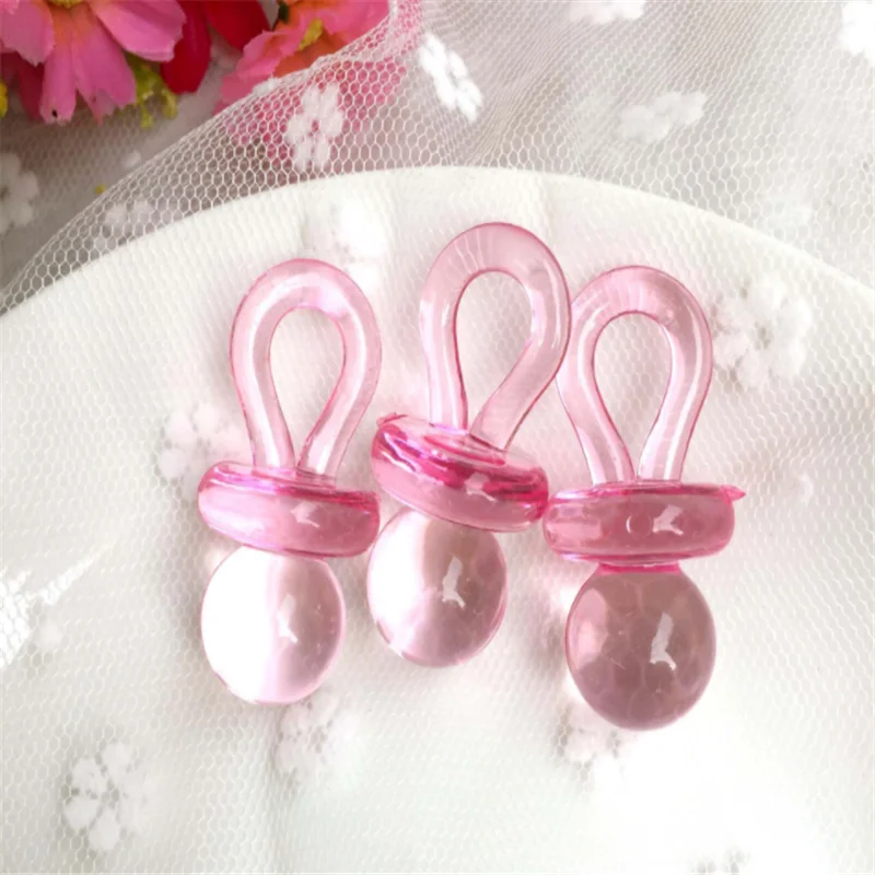 

DIY 50pcs Small Acrylic Pacifiers Baby Shower Newborn Baby Clear Crystal Table Game Party Cake Decorations 11 X 23mm Party Favor