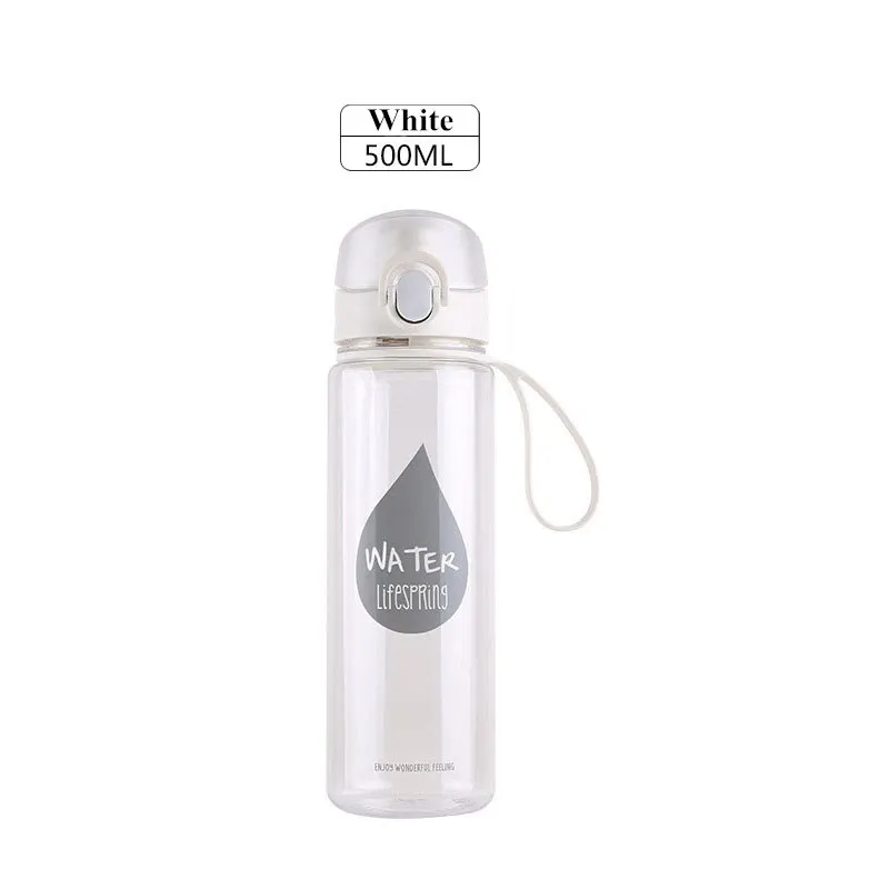 Baispo бутылки для воды 500 мл портативная Спортивная бутылка на веревочке непосредственно напиток Герметичная Бутылка Автоматическая пряжка BPA бесплатно - Цвет: Gray
