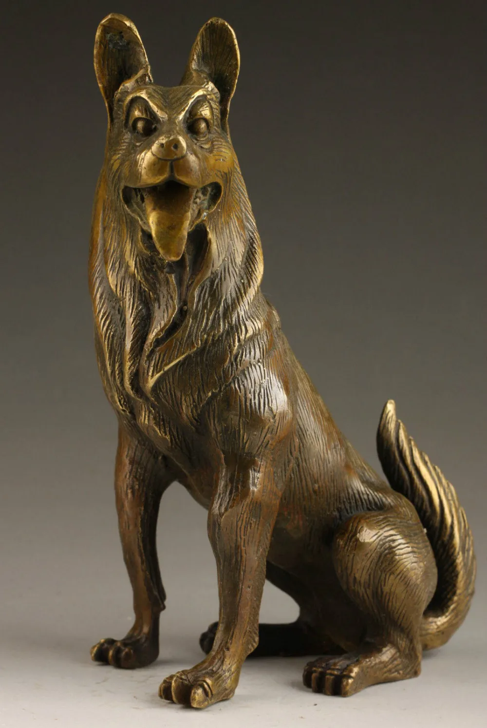 

Vintage Collect Handmade Old Bronze Statue Lively Dog