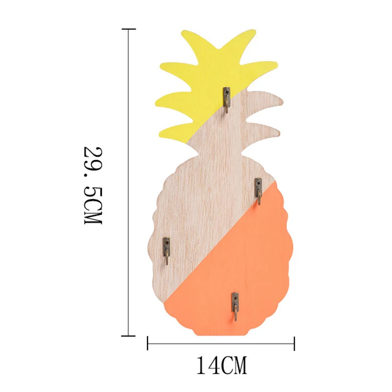 Деревянный крючок для хранения ключей, вешалка, полка, кухонный органайзер, Настенный декор, подвесные полки, настенный стеллаж для украшения дома - Цвет: Yellow Orange