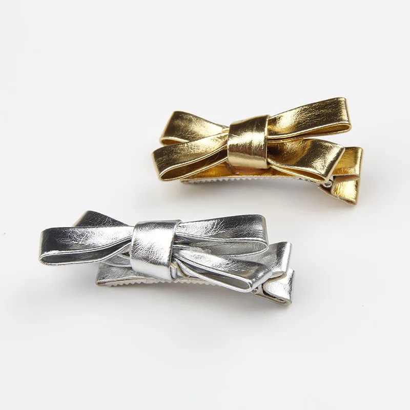 Baby Girls Gold&Silver PU Bow Headband Kids Leather Bowknot Hairband Headwear Newborn Hair Band Accessories baby accessories basket Baby Accessories