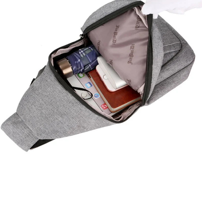USB Charging Men Backpack Canvas Anti Theft Teenager Chest Bag Women Headphone Hole Casual Shoulder Bag Sac A Dos Homme BP0222 (9)