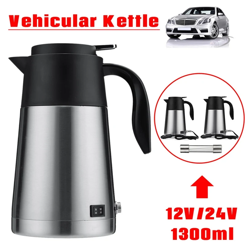 

Universal 12V/24V 1300ML Vehicular Kettle Car Electric Pot Stainless Steel With Cigarette Lighter Auto Accessories For Coffee