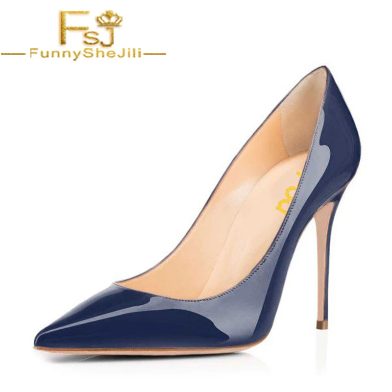 navy patent high heels