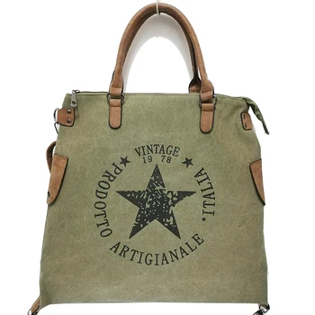 

VINTAGE BIG STAR WOMEN PRINTED CANVAS HANDBAG Multifunction Travel Shoulder Bag Letters Messenger Bolsos