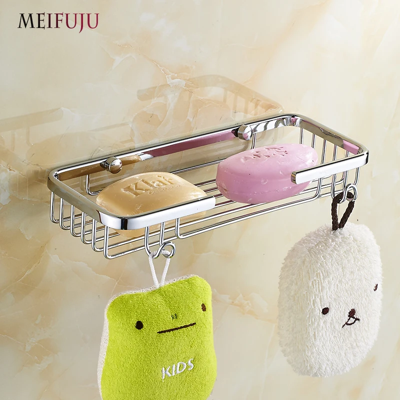 Meifuju Single Tier Bathroom Shelf Towel Brass Shower Shelf Corner Bathroom Shelves Chrome With