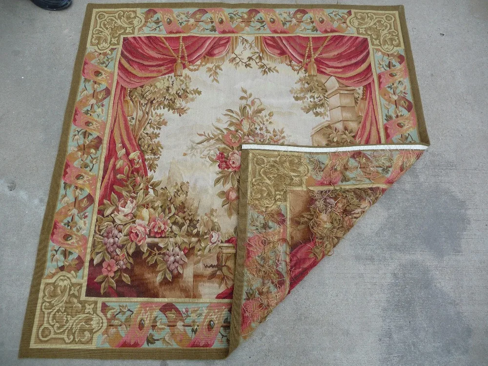 

Free Shipping 100% 3.3'X5' Handmade wool aubusson tapestry gobelin carpet, wool tapestry paintings