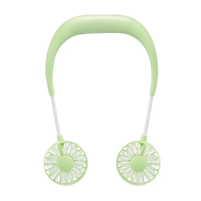 Hands-free Шея группа Hands-Free Висячие USB Перезаряжаемый двойной вентилятор мини воздушный охладитель летний портативный - Цвет: Green