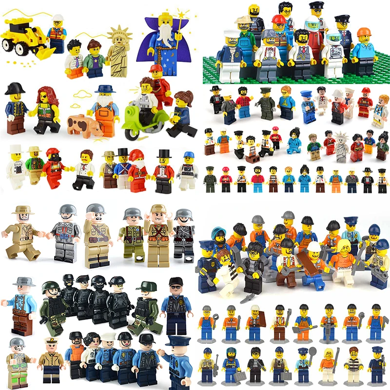 20pcs City Profession DIY Educational Building Bricks Toy Compatible Military Ninjago Blocks Mini Figures For Children Gifts Toy