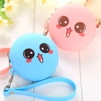 

500pcs/lot Fashion Japan Lovely Design Wallets Women Silicone Round Coin Purse Wallet Portable Lady Card Key Phone Bag Case