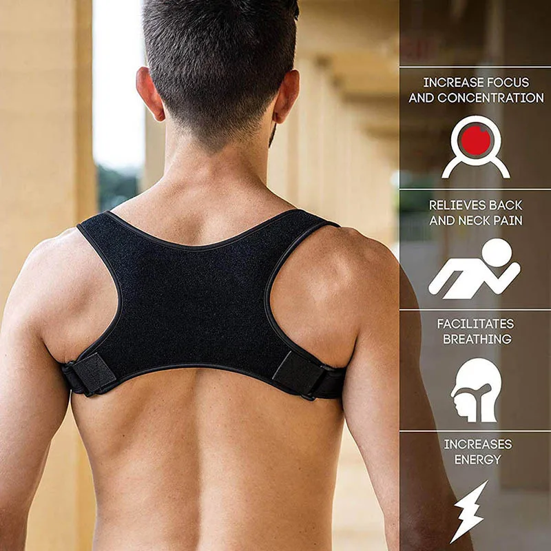 

100% Brand new Adjustable Back Shoulder Support Brace Belt Strap Improved Posture Pain Relief Back Neck Corrector