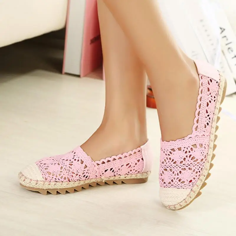 

Ladies Newest Fashion Ultra Soft Bottom Loafers Round Toe Hemp Rope Weave Fisherman Shoes Female Sweet Lace Comfort Boat Shoes