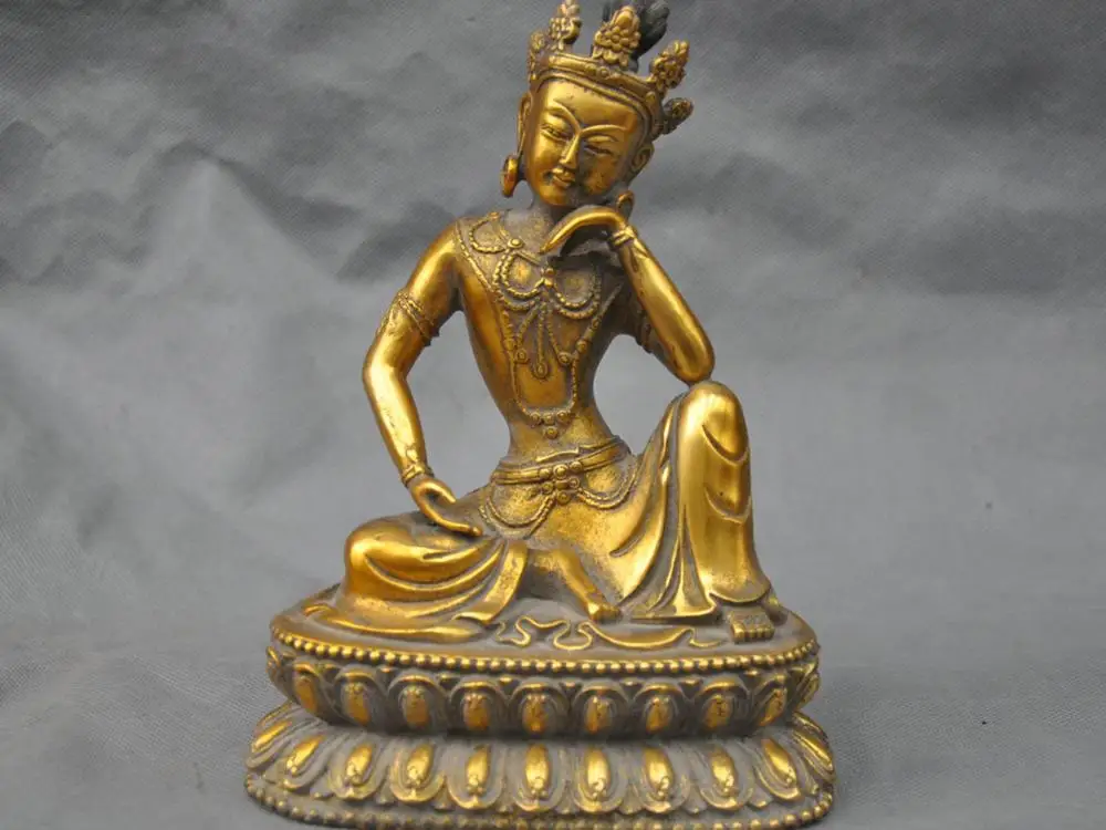 

8''China Tibet Pure Bronze Buddhism Kwan-yin Guanyin Bodhisattva Amitabha Statue