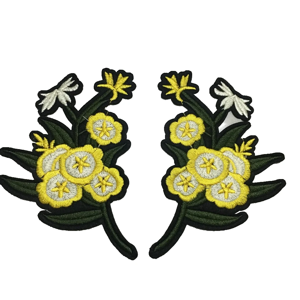 Yellow flower applique embroidered patches set design iron on patch for Yellow flower applique embroidered patches set design iron on patch for