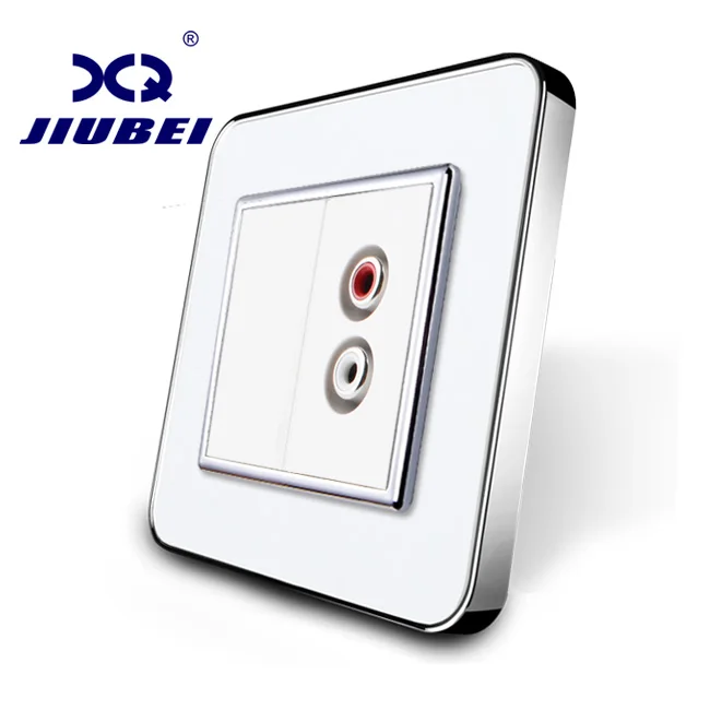 

Jiubei EU standard Wall Outlet White Crystal Glass Panel, Two gang Audio socket 220V~250V, SV-C701AD-11