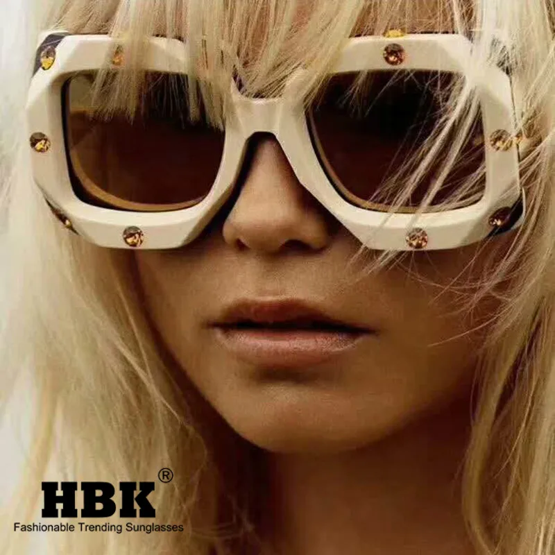 HBK Роскошные брендовые Квадратные Солнцезащитные очки для женщин новые модные