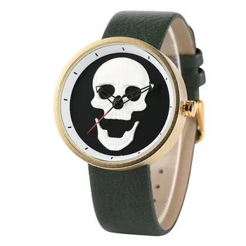 

Sport Watch Men Watch Skull Pattern Brown Quartz Watch Tester for Boy Fashion High Quality Leather Wrist Watch for Teenager