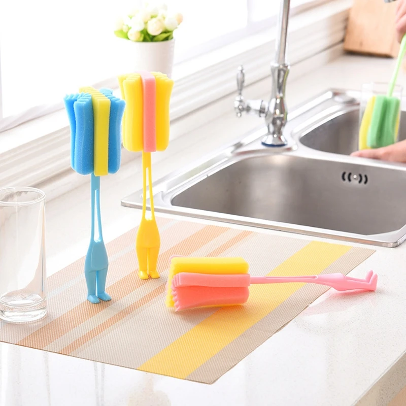 

Kitchen Handle Sponge Brush Baby Milk Bottle Cup Glass Washing Cleaning Tools