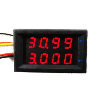 

4 Bit 0-33V 3A DC Dual display Voltmeter Ammeter Digital LED Amp Volt meter Voltage current 12V 24v CAR Built-in Shunts red