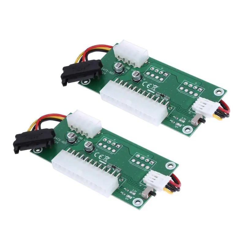 

2pcs PC Desktop Computer ATX 24Pin Dual PSU Power Supply Starter Cards Extender SATA Power Cable for BTC Miner Bitcoin Mining